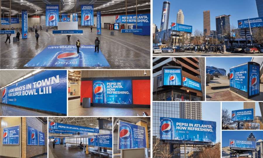 Ads taking over Atlanta for the Super Bowl: PepsiCo’s Refresh Your Game campaign
