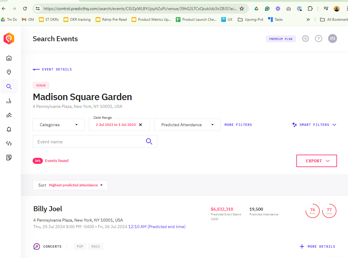 Madison Square Garden - Data Exporter