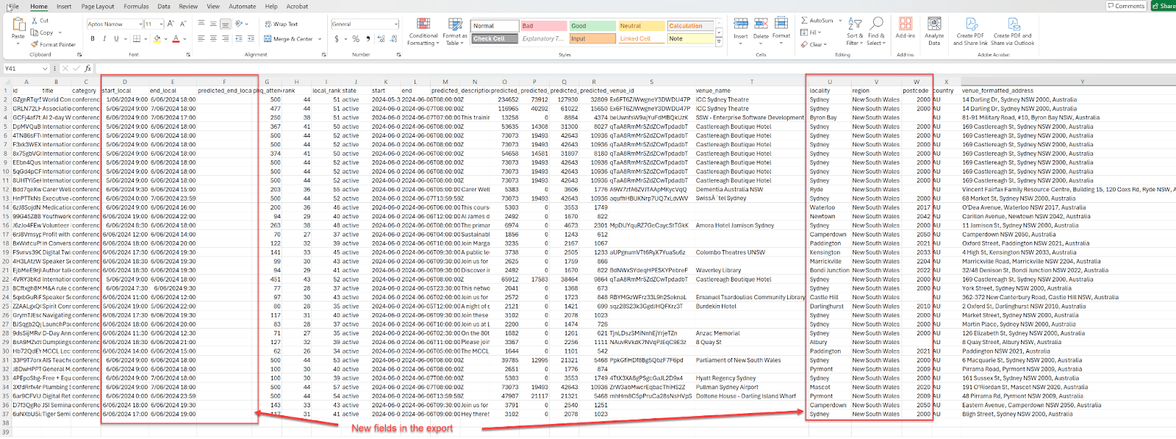 Data Export - new fields