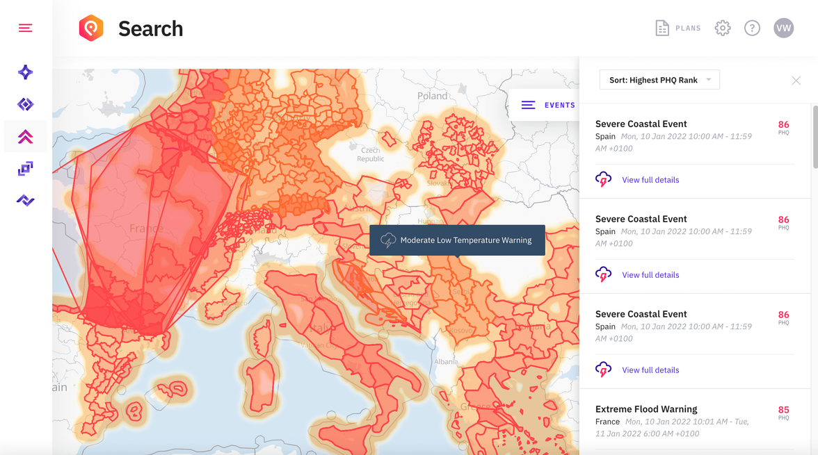 Europe Polygon: Moderate Low Temperature Warning