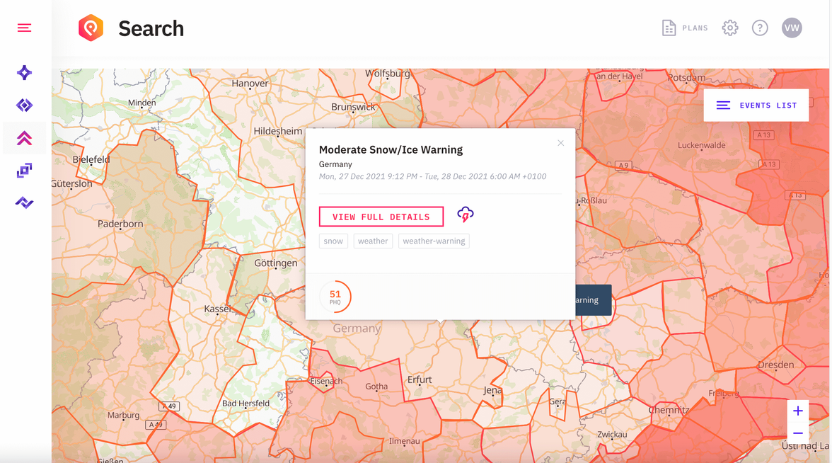 Polygons Europe- Moderate Snow/Ice Warning