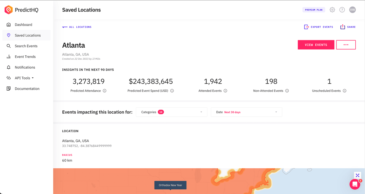 Saved Locations - Atlanta