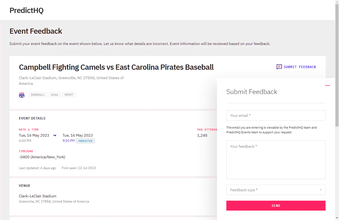 loop links - event feedback page